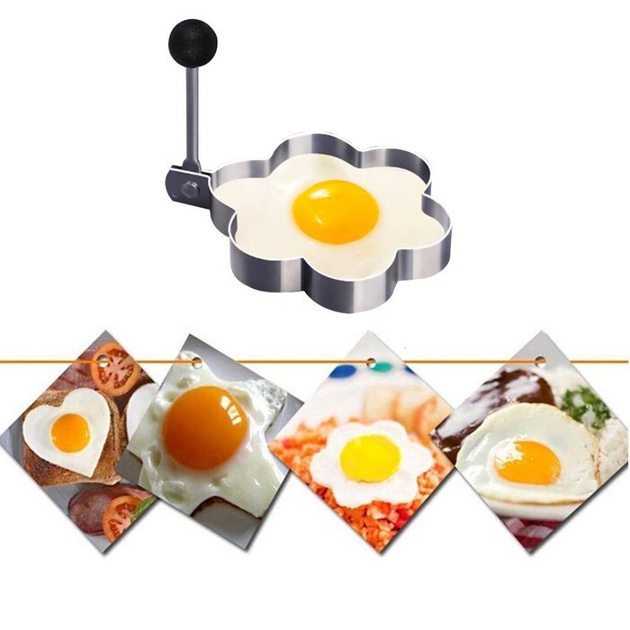 Fried Egg Shaper Mold , Vangoddy Stainless Steel Egg Mould Cooking Kitchen Tools for Kids and Lovers (4 Pack (... N18