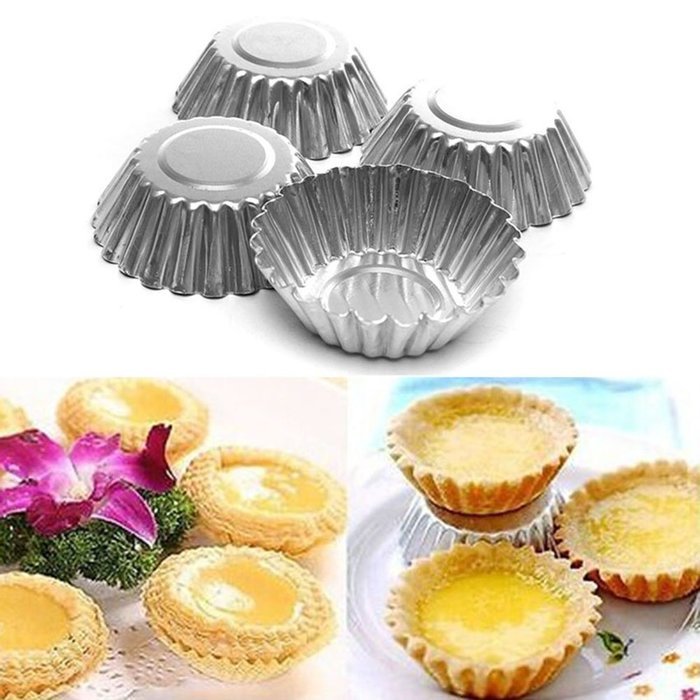 Beauty Clubs 6PCS Silver Tone Aluminum Egg Tart Mold Mould Makers N5