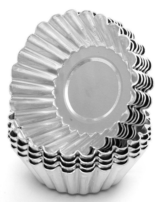 Beauty Clubs 6PCS Silver Tone Aluminum Egg Tart Mold Mould Makers N6