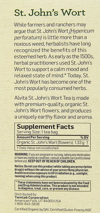 Alvita Tea Organic St. Johns Wort Herbal Tea Bags, 24 Count N4