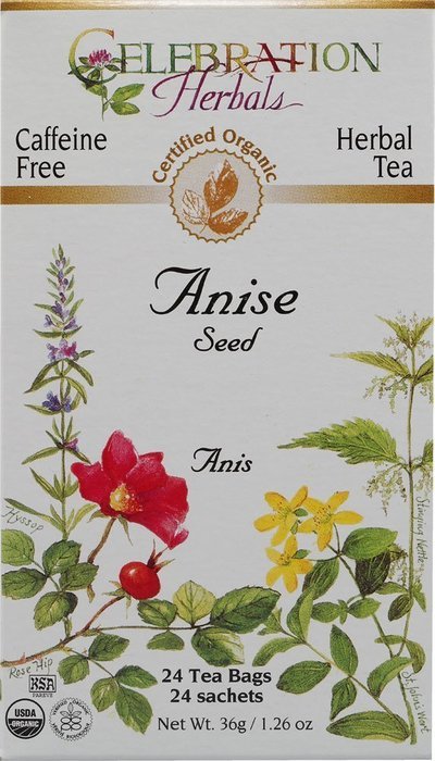 Celebration Herbals Organic Anise Seed Tea Caffeine Free, 24 Herbal Bags