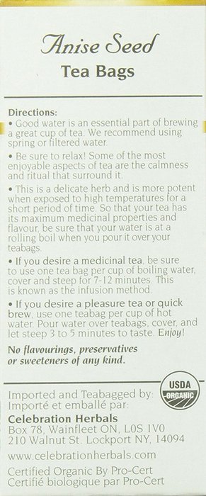 Celebration Herbals Organic Anise Seed Tea Caffeine Free, 24 Herbal Bags N2