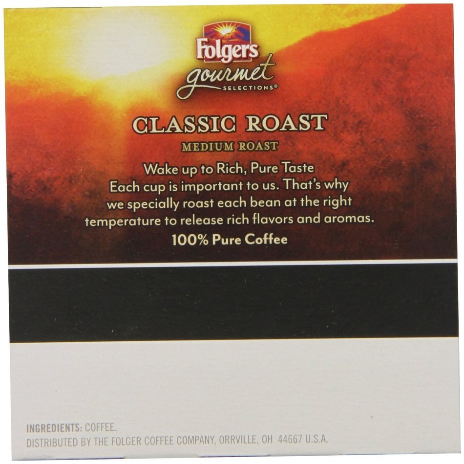 Folgers Coffee KCup for Keurig Brewers, Medium Roast, Classic Roast, K