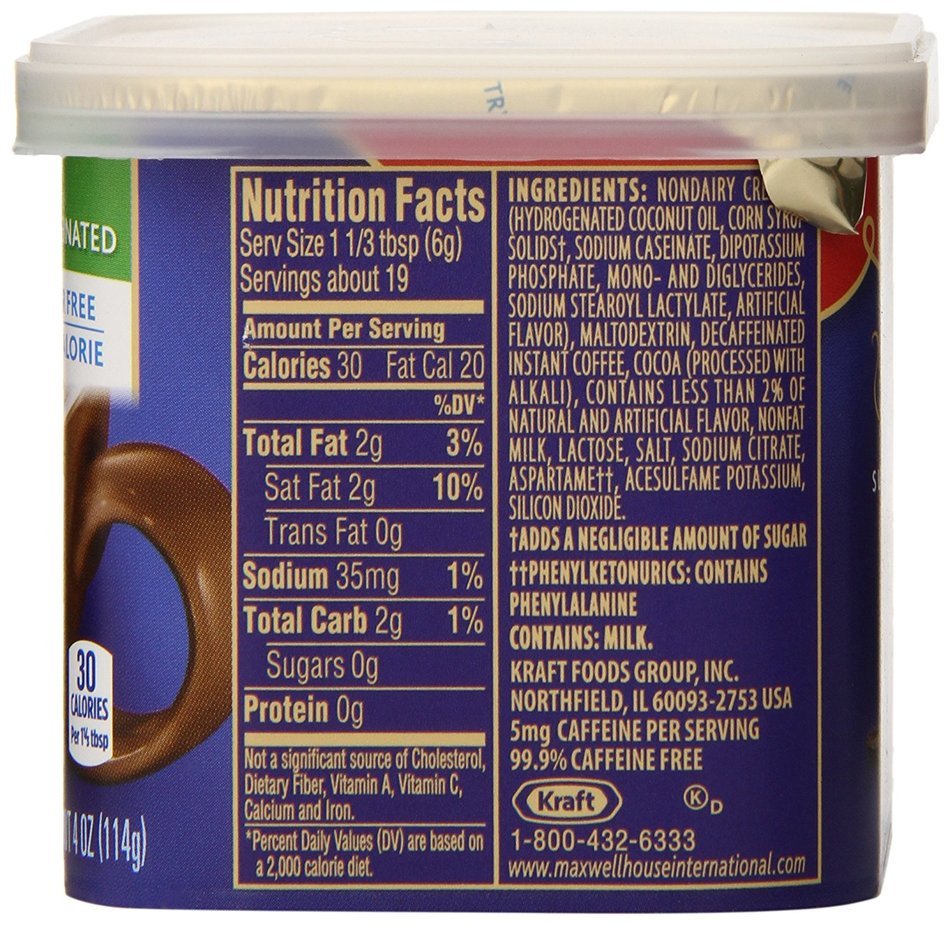Maxwell House International Coffee Decaf Sugar Free Suisse Mocha Cafe, 4-Ounce Cans (Pack of 4) N3