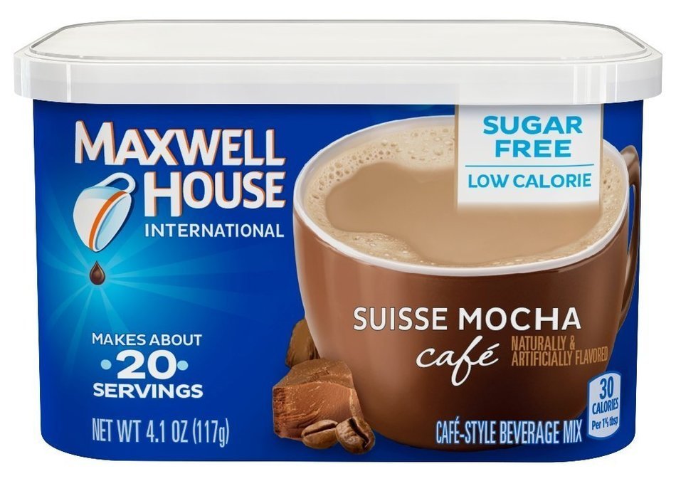 Maxwell House International Coffee Decaf Sugar Free Suisse Mocha Cafe, 4-Ounce Cans (Pack of 4) N23