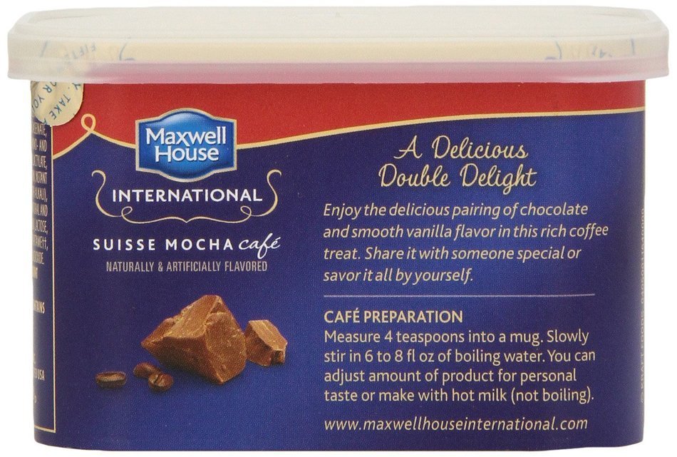 Maxwell House International Coffee Decaf Sugar Free Suisse Mocha Cafe, 4-Ounce Cans (Pack of 4) N24