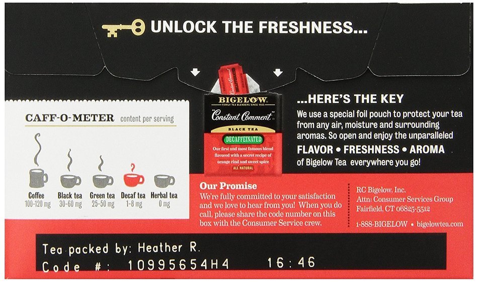 Bigelow Decaffeinated Constant Comment Tea, 20-Count Boxes (Pack of 6) N3