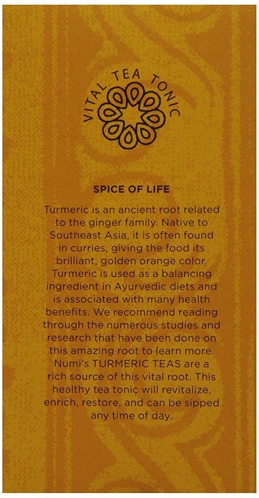 Numi Organic Turmeric Tea - Amber Sun, Blended w/ Rooibos, Cinnamon & Vanilla, 12 non-GMO Tea Bags, 3 Count N7