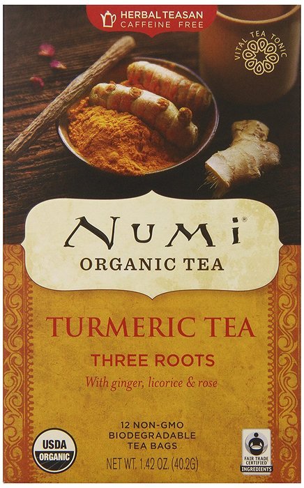 Numi Organic Turmeric Tea - Amber Sun, Blended w/ Rooibos, Cinnamon & Vanilla, 12 non-GMO Tea Bags, 3 Count N10