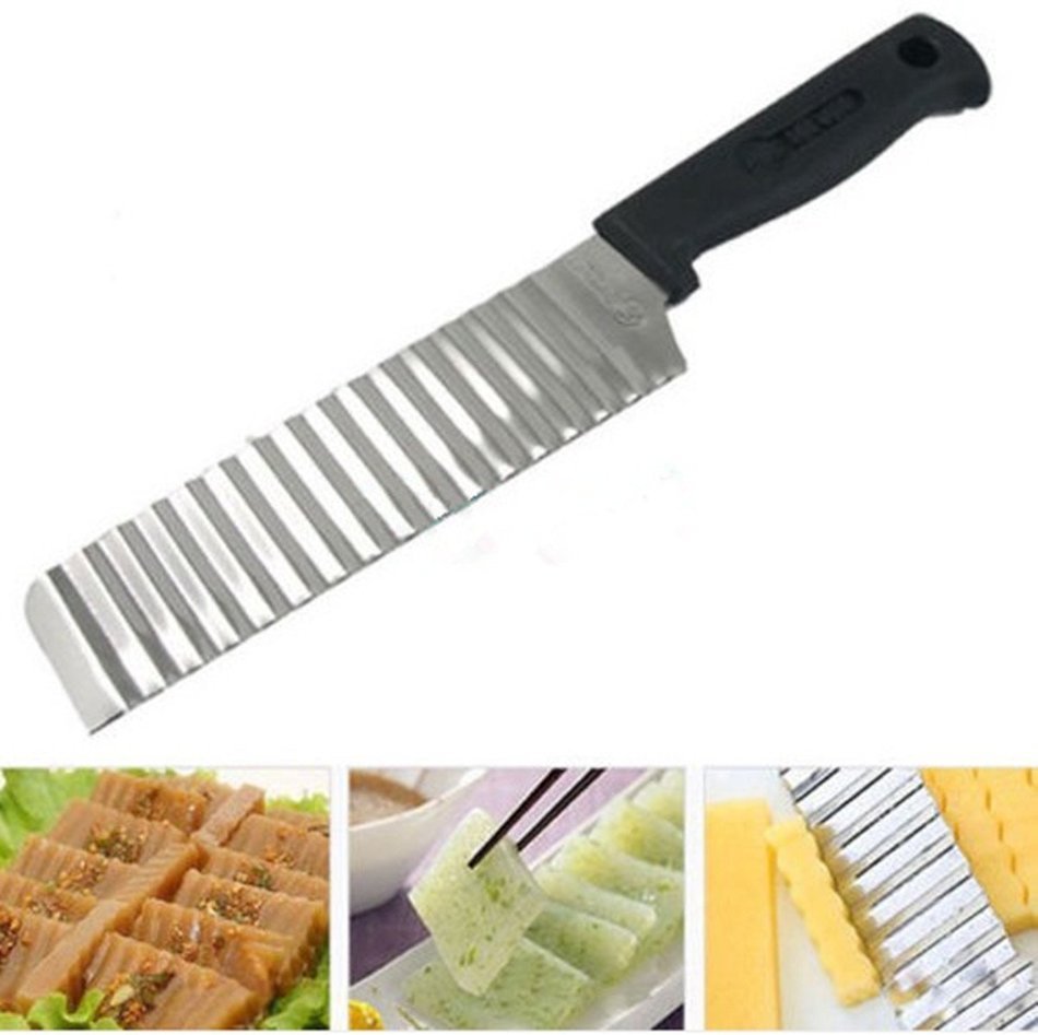 KINGSO Stainless Cutter Slicer Potato Chip Vegetable Carrot Crinkle Wavy Cutter
