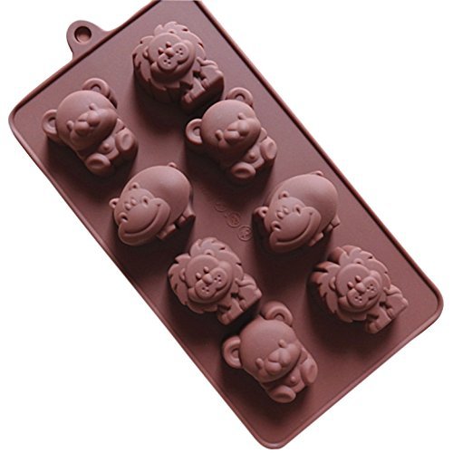 8 Hippo Lion Bear Silicone Cake Mold Pan 7.8"x4.1"x0.78" Color At Random