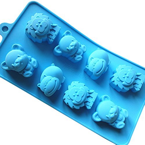 8 Hippo Lion Bear Silicone Cake Mold Pan 7.8"x4.1"x0.78" Color At Random N2