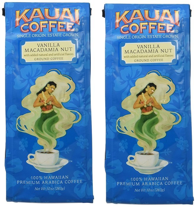 Kauai Coffee, Vanilla Macadamia Nut, Ground Coffee, 10oz Bag (Pack of 2)