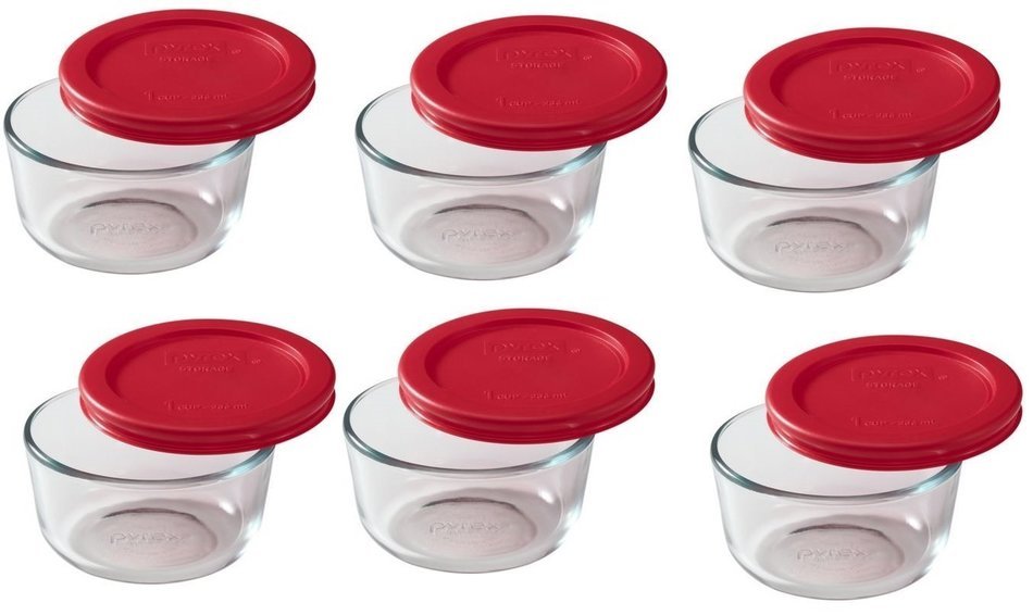 Pyrex 6022369 Storage 14-Piece Round Set, Clear with Blue Lids N2