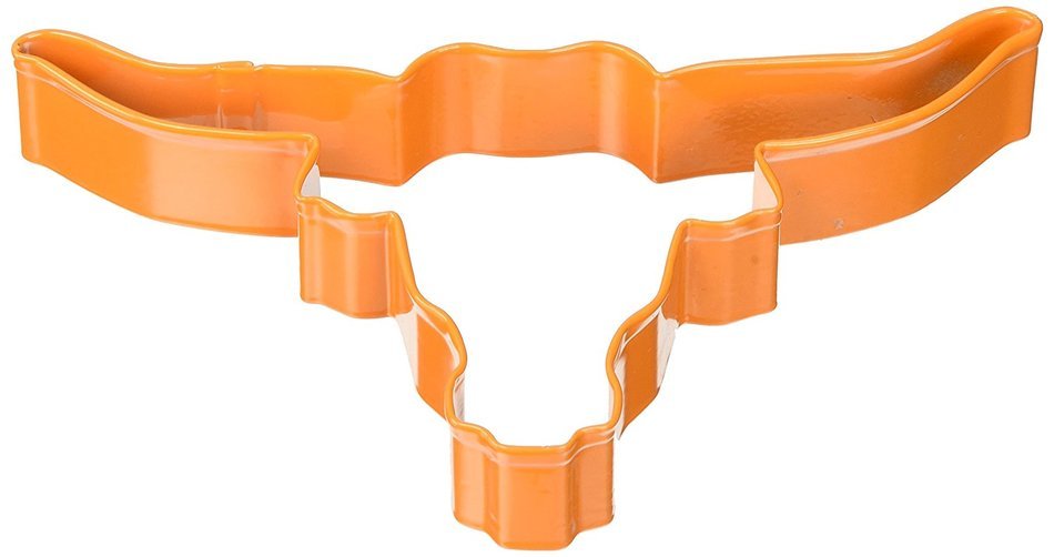 R & M Polyresin Coated Long Horn Cookie Cutter, 6-Inch, Orange