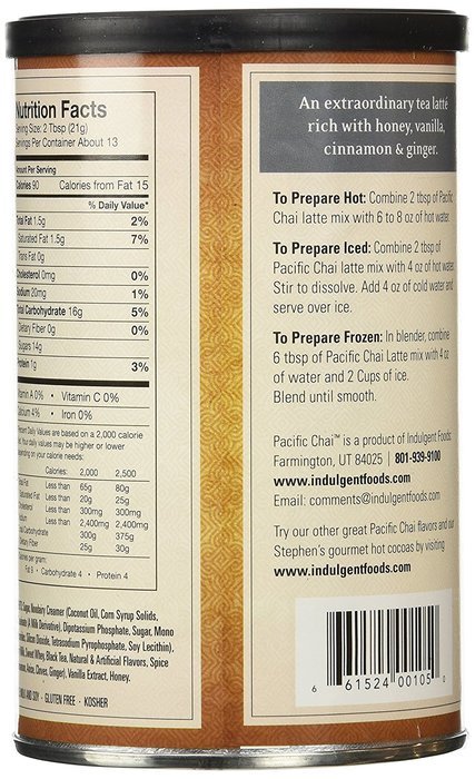 Pacific Chai Vanilla Chai Latte Mix, 10-Ounce Canisters (Pack of 6) N3