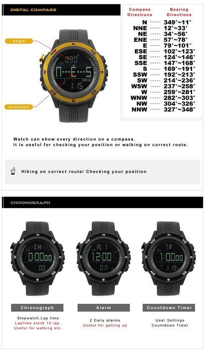 [Lad Weather] German Sensor Digital Compass Altimeter/Barometer/Weather Forecast/ Outdoor Climbing/Running/Walking... N4
