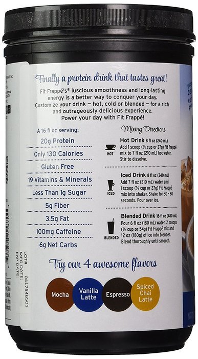 Fit Frappe Protein Drink Mix, Vanilla Latte, 19.1 Ounce N3