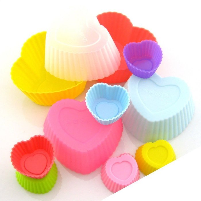 Cake Crayon Muffin Chocolate Silicone Mold Ice Tray Heart 30 Pcs, Mixed Colors