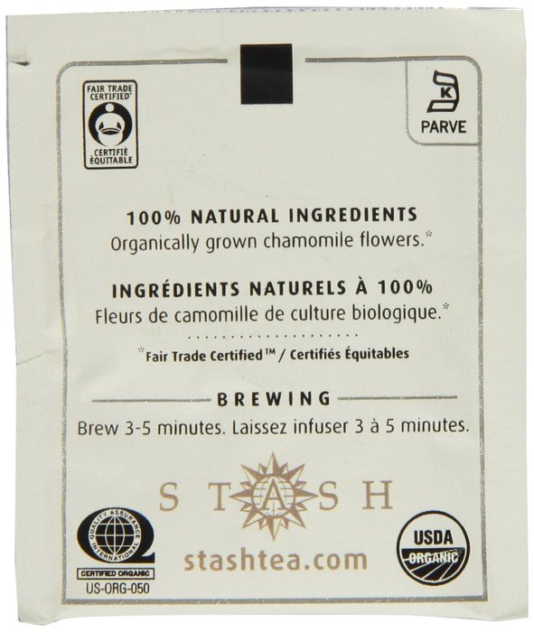 Stash Tea Organic Herbal Tea Bags in Foil, Chamomile, 100 Count N3