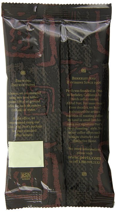 Peet's Coffee & Tea House Blend Ground Coffee, 2.5-Ounce Fractional Packs (Pack of 18) N7