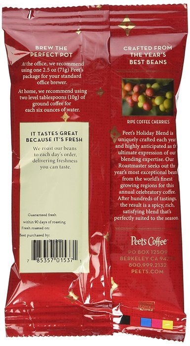 Peet's Coffee & Tea House Blend Ground Coffee, 2.5-Ounce Fractional Packs (Pack of 18) N11
