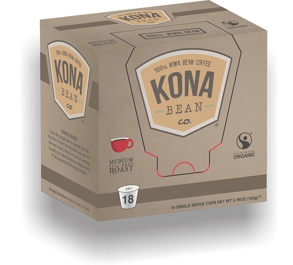 Kona Bean Co. FairTrade Organic 100% Kona Coffee K-cups(18-CT)