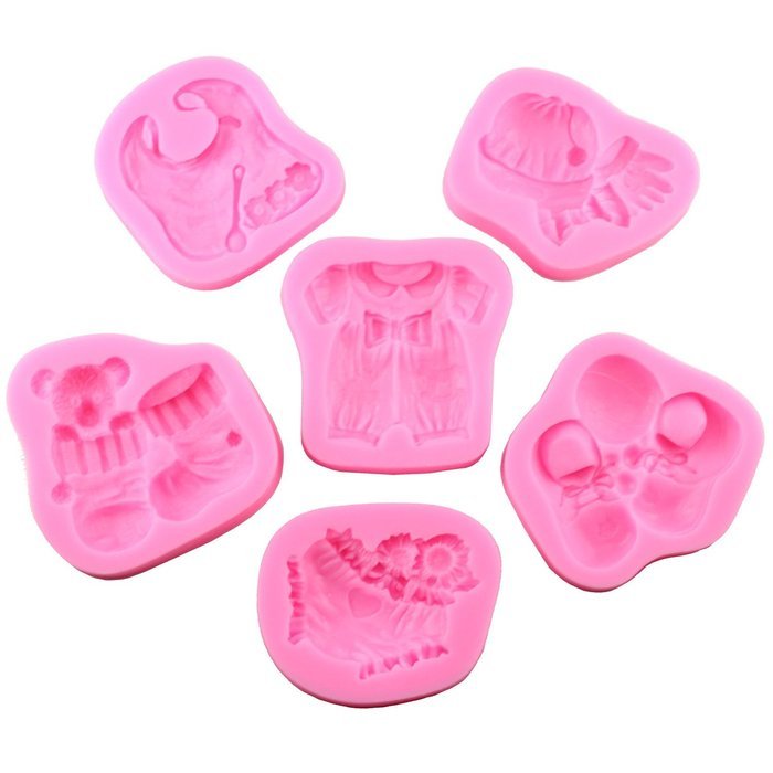 6Pcs/Set Mujiang Silicone Baby Clothes Molds For Fondant Cakes N2