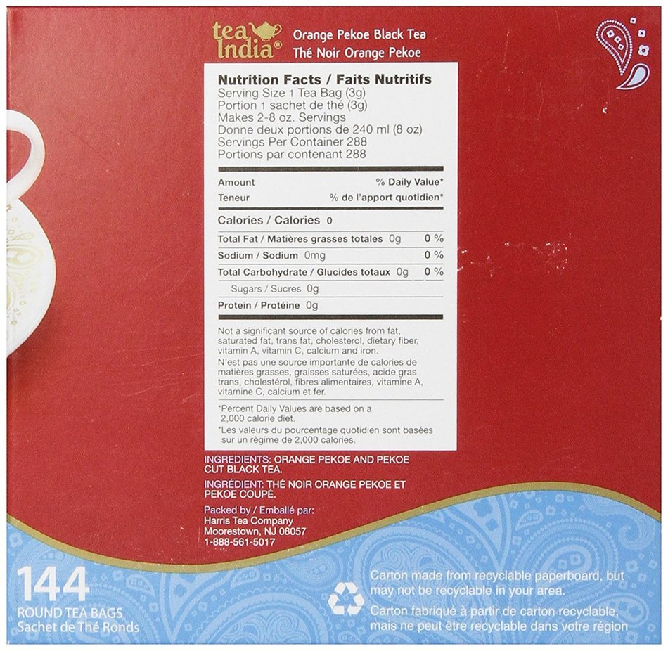 Tea India Orange Pekoe Black Tea, 16 Ounce, 144 count. N4
