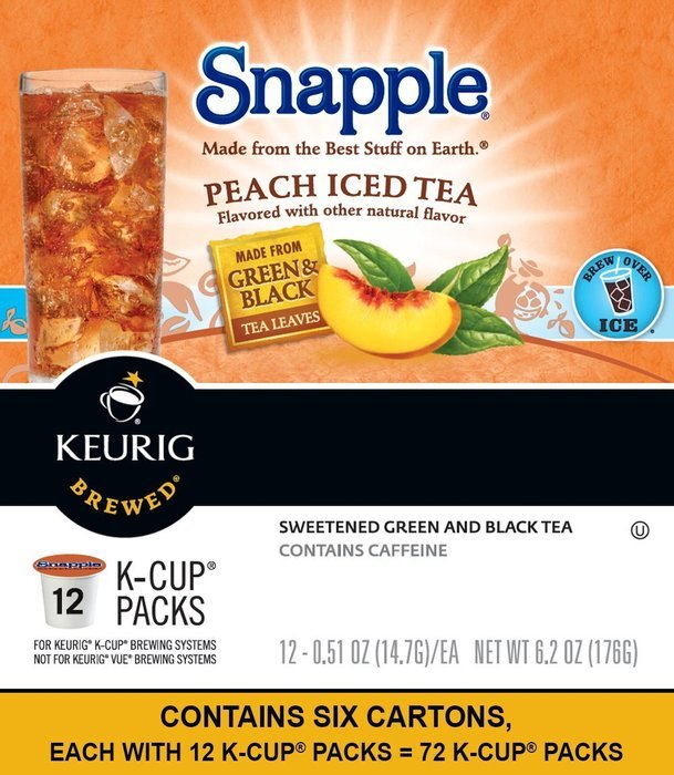 Snapple Peach Iced Tea, Keurig K-Cups, 72 Count N2