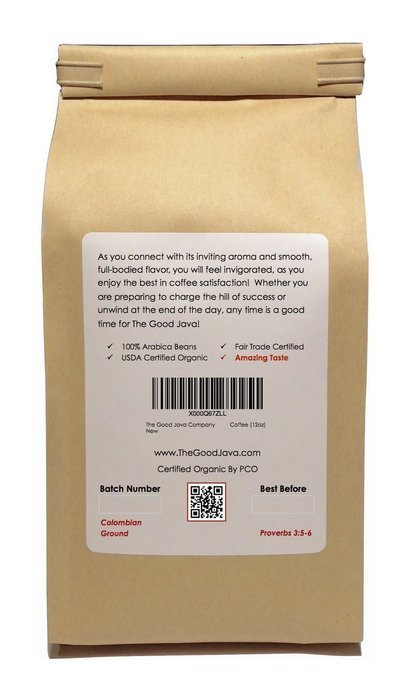 The Good Java Company - Gourmet USDA Organic Fair Trade Colombian Small Batch Roasted Coffee (Ground) Net Weight...