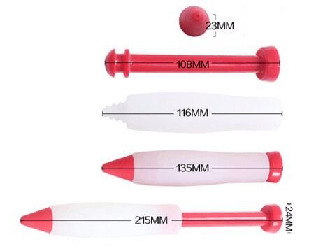 Interbusiness Food Decorating Pen Cake Pastry Cookie Icing Decorating Silicone Syringe Pen (Red Flat) N2