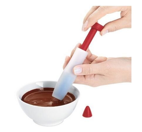 Interbusiness Food Decorating Pen Cake Pastry Cookie Icing Decorating Silicone Syringe Pen (Red Flat) N5