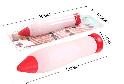 Interbusiness Food Decorating Pen Cake Pastry Cookie Icing Decorating Silicone Syringe Pen (Red Flat) N12