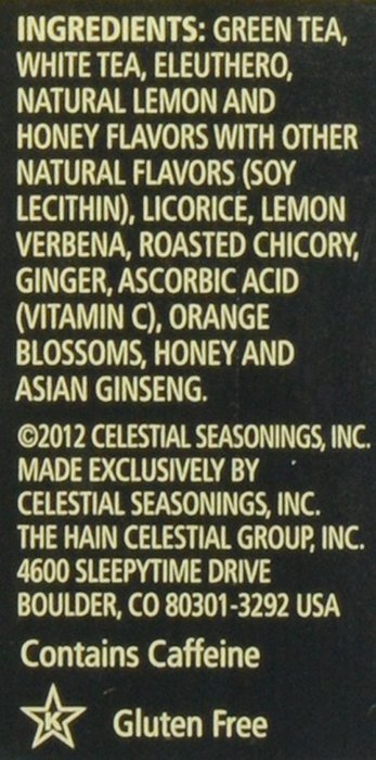 Celestial Seasonings Honey Lemon Ginseng Green Tea, 20 Count N7