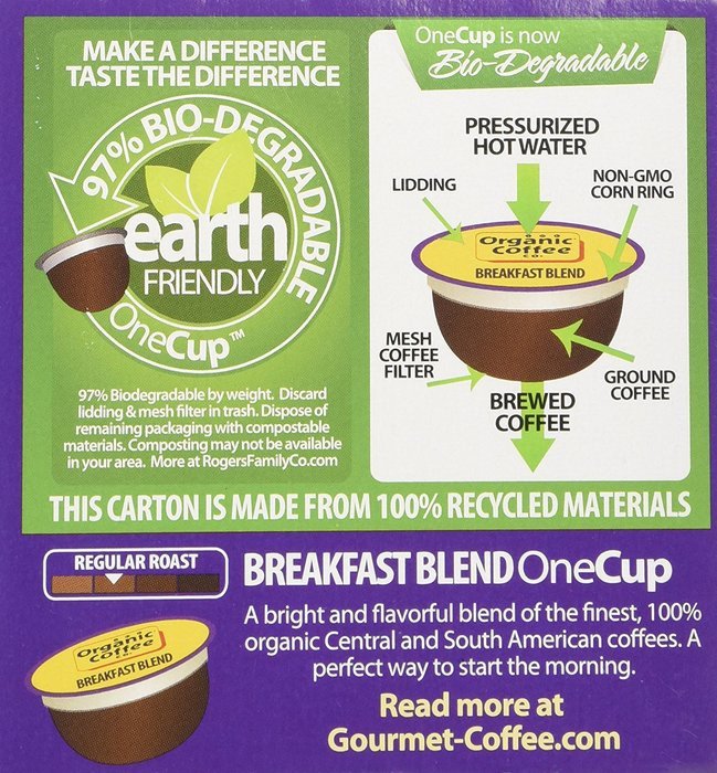 The Organic Coffee Co. OneCup, Gorilla Decaf, 36 Single Serve Coffees N5