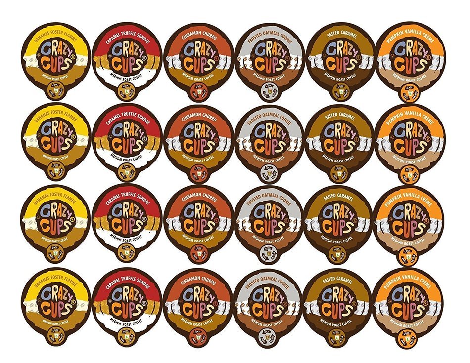 Crazy Cups Coffee Flavor Lovers Single Serve Cups Variety Pack Sampler for the K&nbsp;Cup&nbsp;Brewer, 24 count