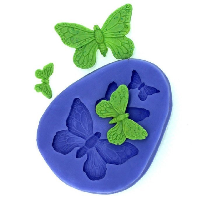 Dealglad 3 Cavity Butterfly Shape 3D Silicone Cake Fondant Molds Cookie Moulds DIY Cake Decorating Tools
