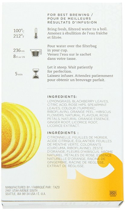 Tazo Wild Sweet Orange Filter Bag Tea, 24-Count Packages (Pack of 6) N7