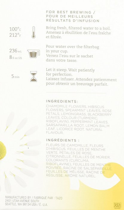 Tazo Organic Chai - 149904, Black Tea-24 Tea Bags-2.3oz/65g N12