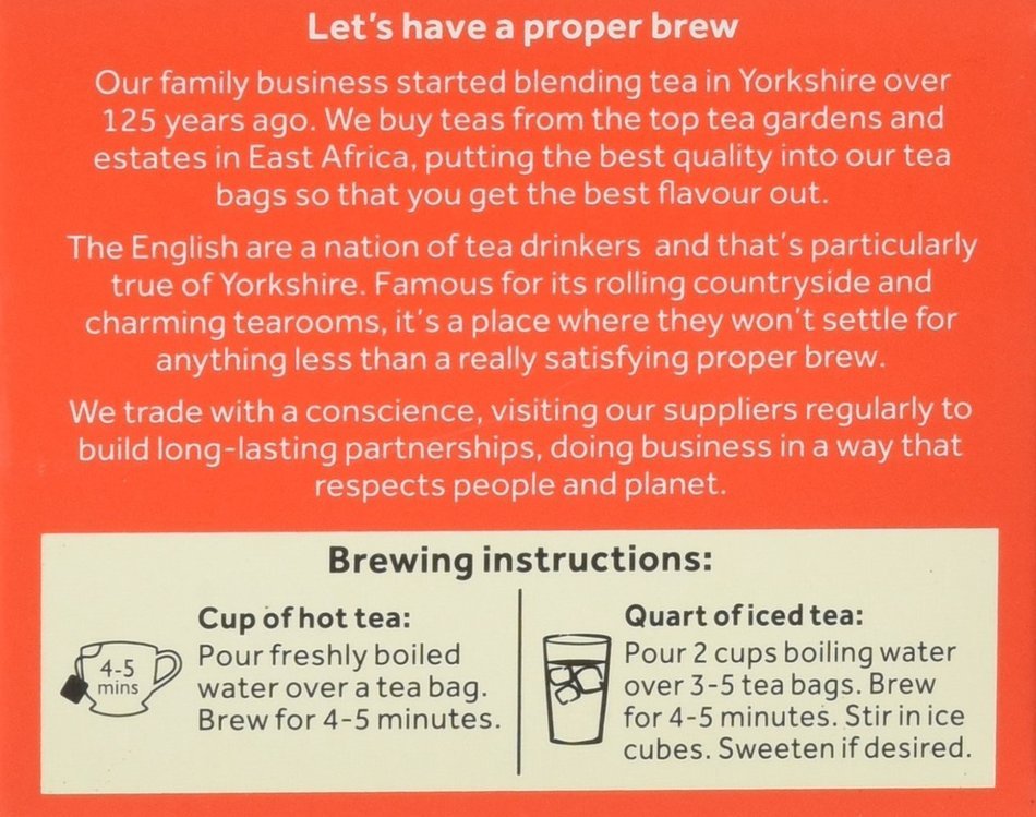 Taylors of Harrogate Yorkshire Black Tea, 10 Count N2