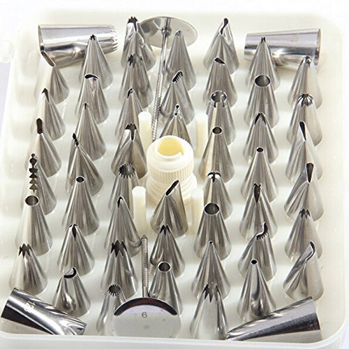 XHHOME 52 Pcs Bakeware Stainless Steel Flower Mouth Decorating Kit Creamy Mouth Cake Decoration Mold N5