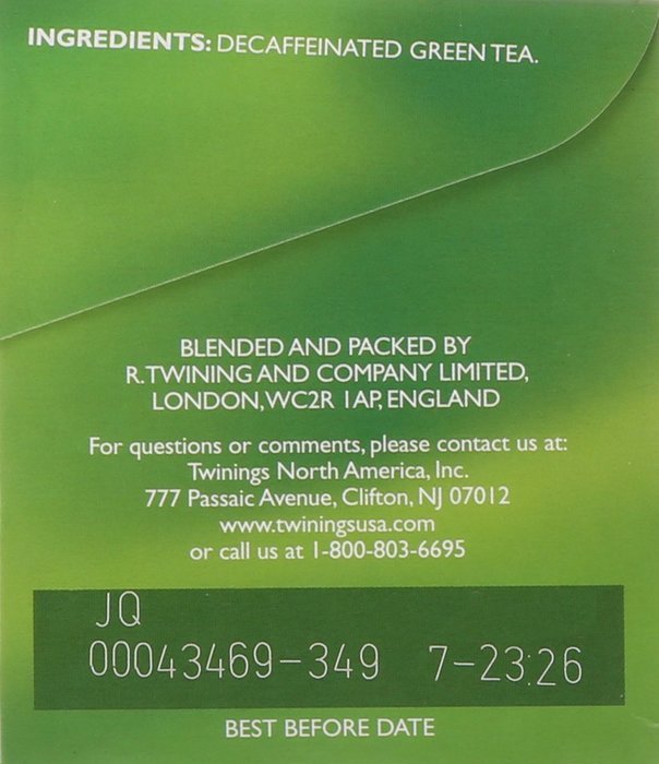 Twinings Green Decaf Tea, 20 Count N3