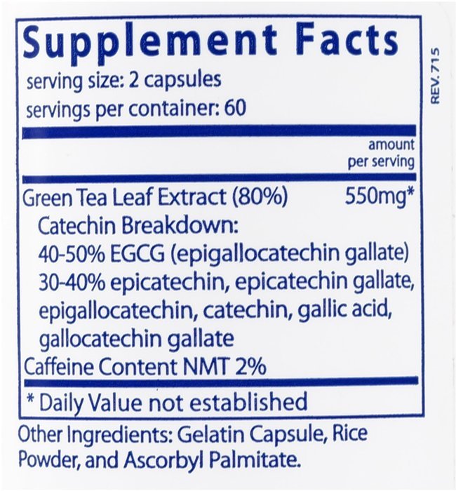 Vital Nutrients - Green Tea Extract 275 mg - Potent Antioxidant & Immune Enhancer - 120 Capsules N4