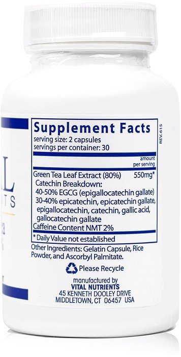 Vital Nutrients - Green Tea Extract 275 mg - Potent Antioxidant & Immune Enhancer - 120 Capsules N6