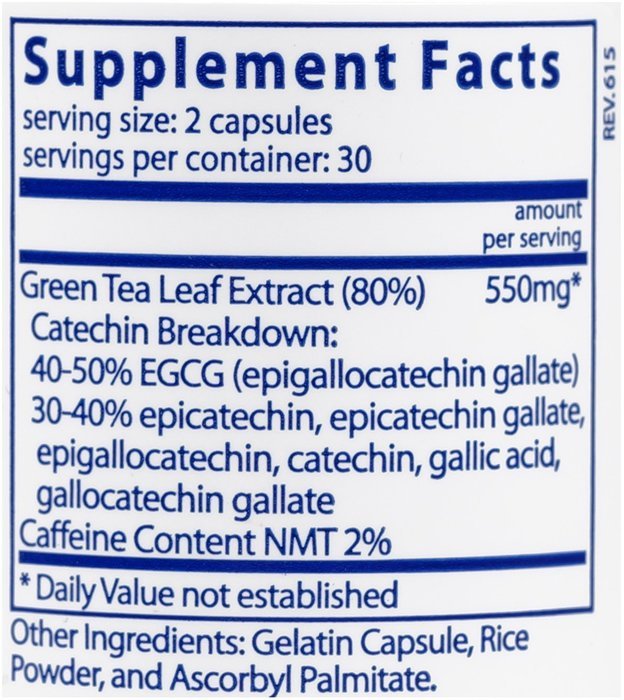 Vital Nutrients - Green Tea Extract 275 mg - Potent Antioxidant & Immune Enhancer - 120 Capsules N8