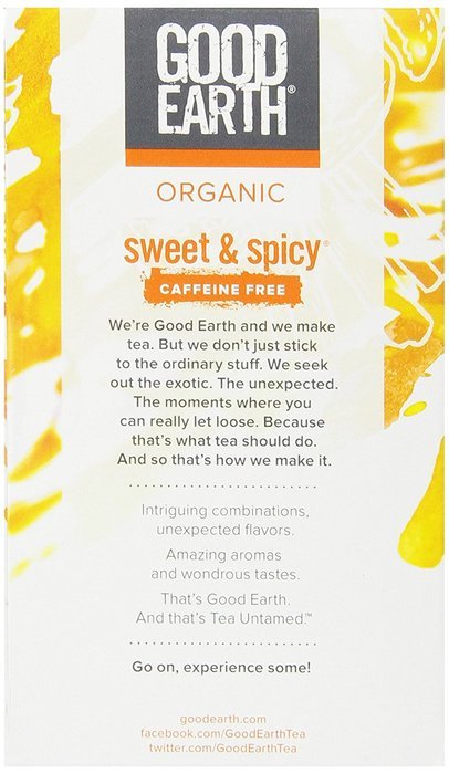 Good Earth Organic Sweet & Spicy Caffeine Free Herbal Tea, 18 Tea Bags (Pack of 6) N2