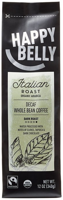 Happy Belly French Roast Organic Fairtrade Coffee, Dark Roast, Whole Bean, 12 ounce N6