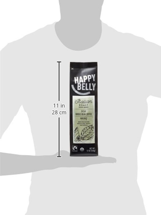 Happy Belly French Roast Organic Fairtrade Coffee, Dark Roast, Whole Bean, 12 ounce N9
