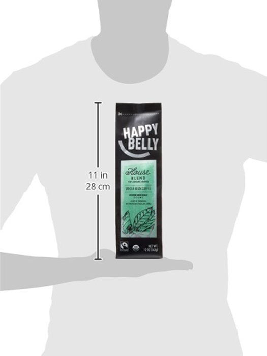 Happy Belly French Roast Organic Fairtrade Coffee, Dark Roast, Whole Bean, 12 ounce N14